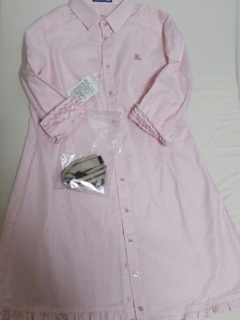 Burberry Blue Label Pink Stripe Shirt Dress 36
